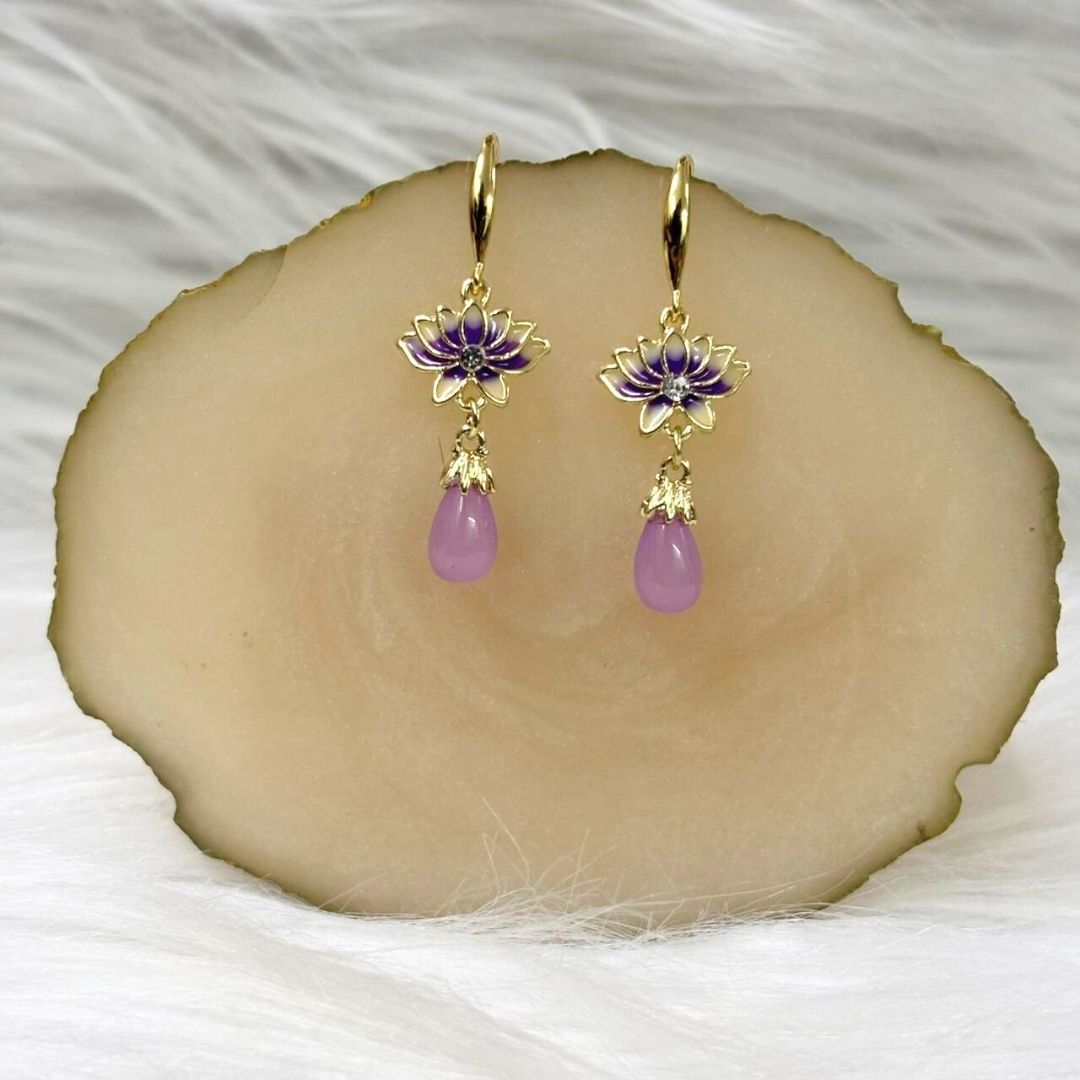 Amethyst Bloom Pearl Earrings