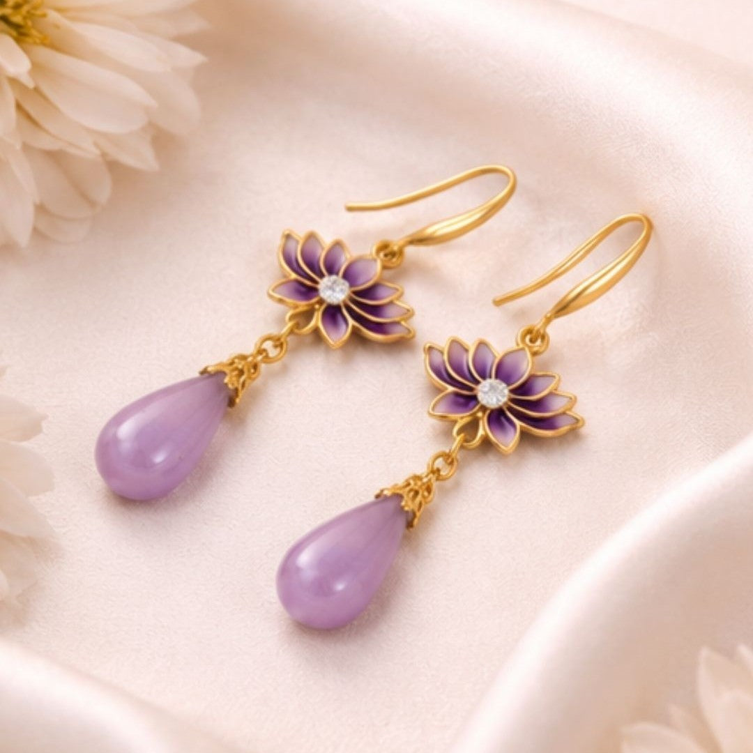 Gold Plated Lotus Earrings