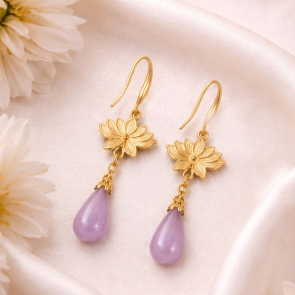Gold Plated Lotus Earrings
