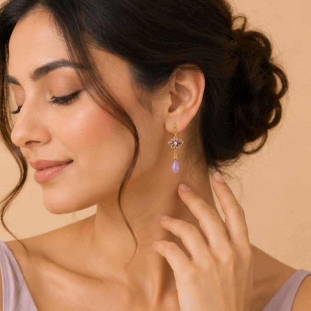 Gold Plated Lotus Earrings