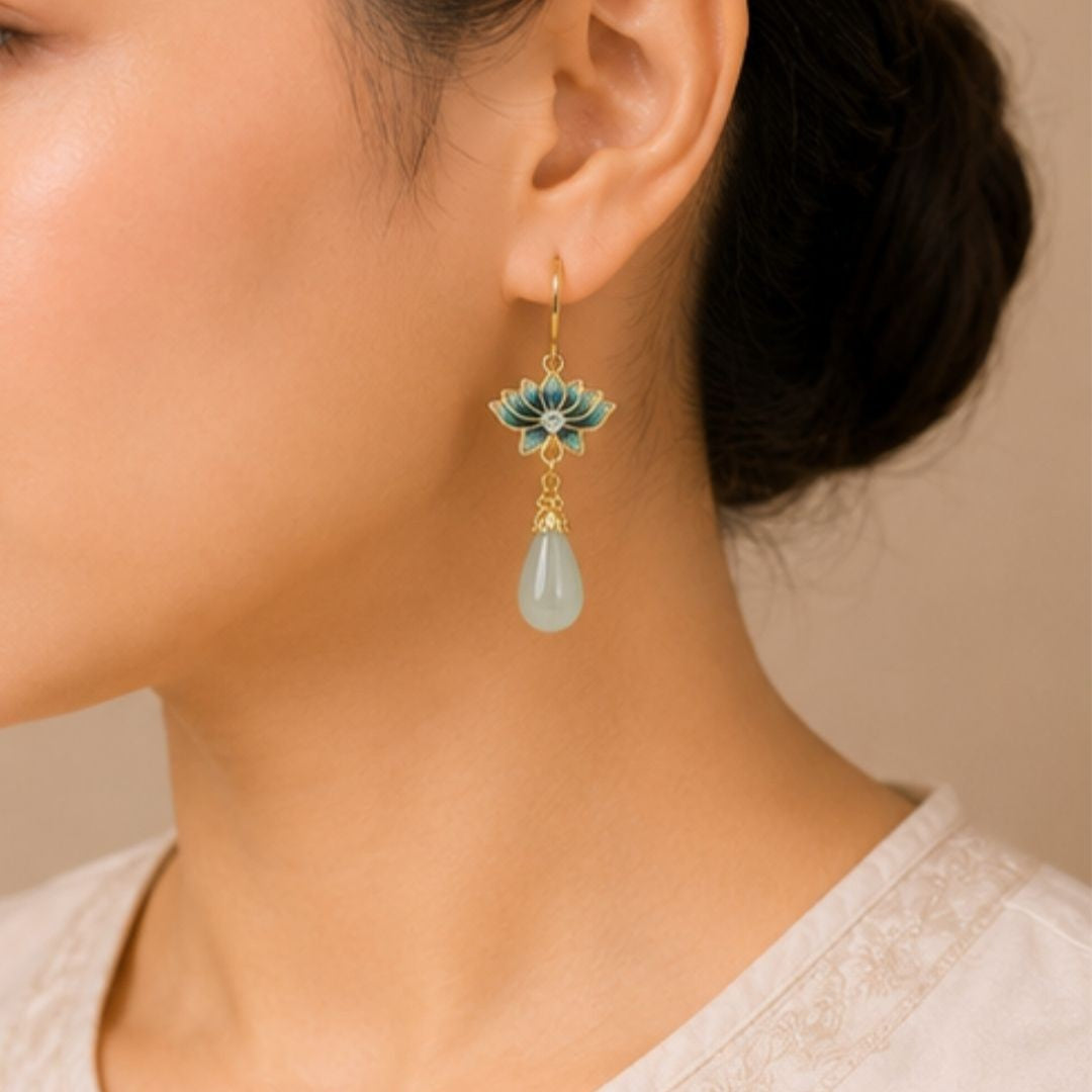 Gold Plated Lotus Earrings