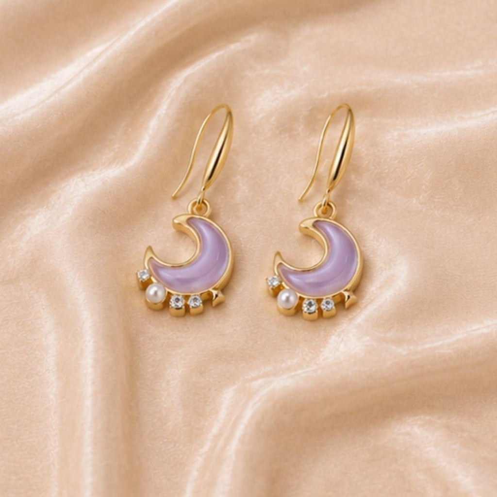 Gold Plated Half Moon Drop Earrings