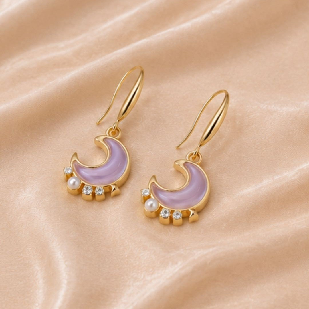 Gold Plated Half Moon Drop Earrings