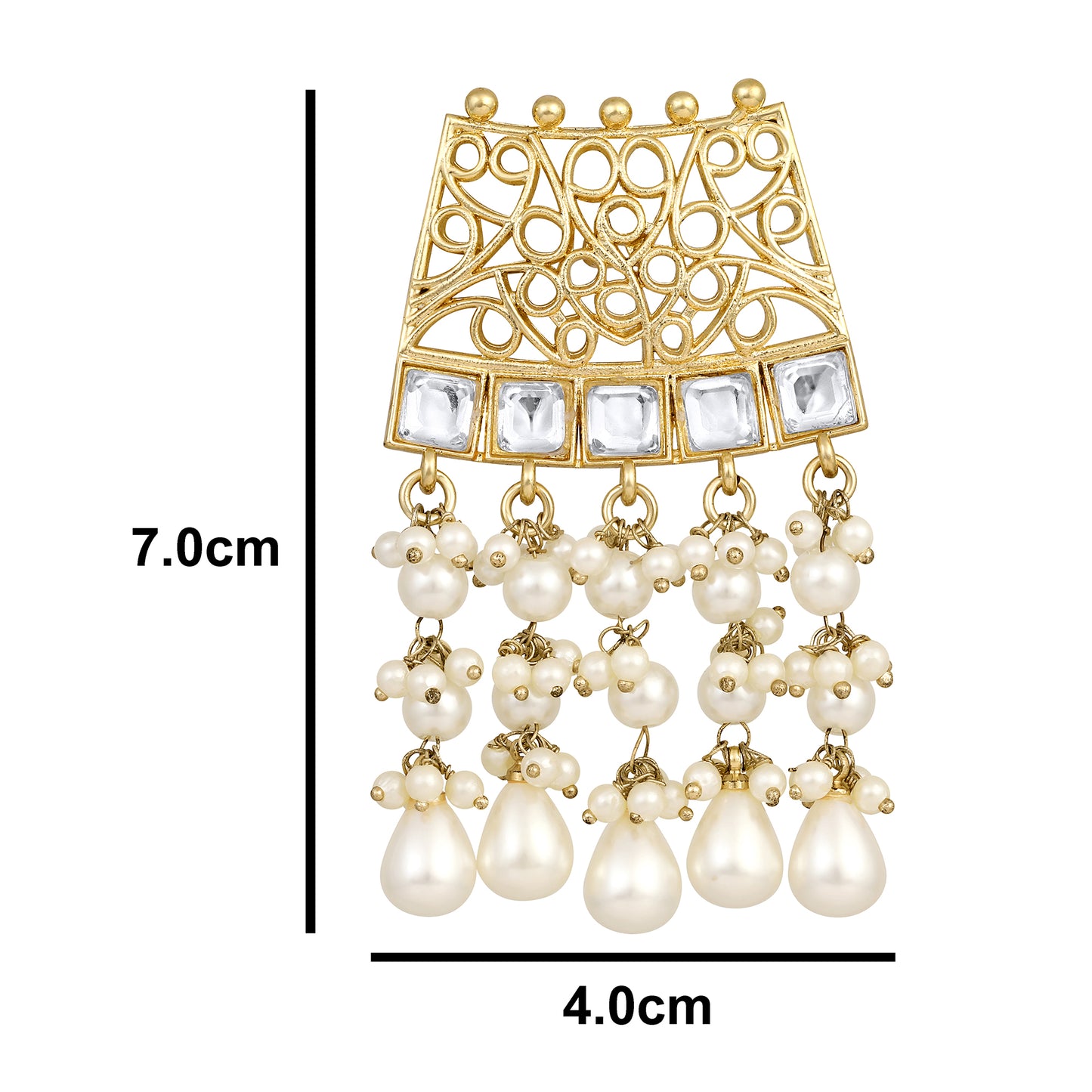 Bdiva 18K Gold Plated Kundan Semi Cultured White Pearl Choker