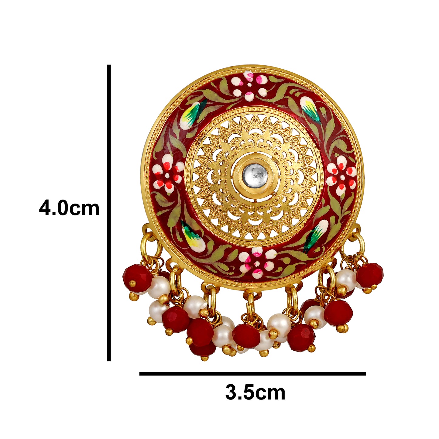 Bdiva 18K Gold Plated Intricately Carved Red Beads Round Choker Necklace