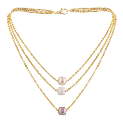 3-Layered Gold-Plated  Pearl Necklace