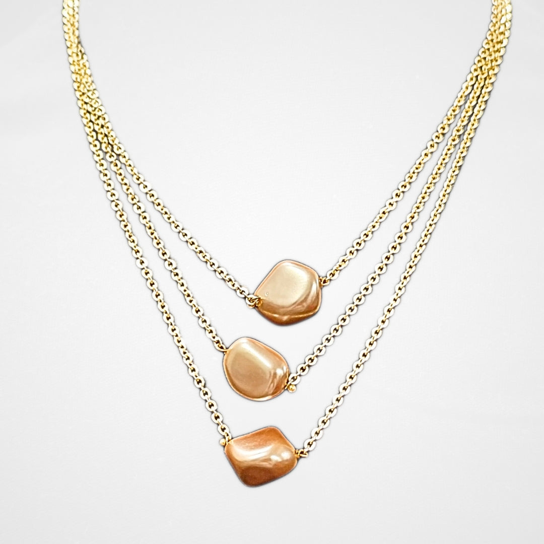 Bdiva 18k Gold Plated Semi Cultured Pearl Layered Necklace.