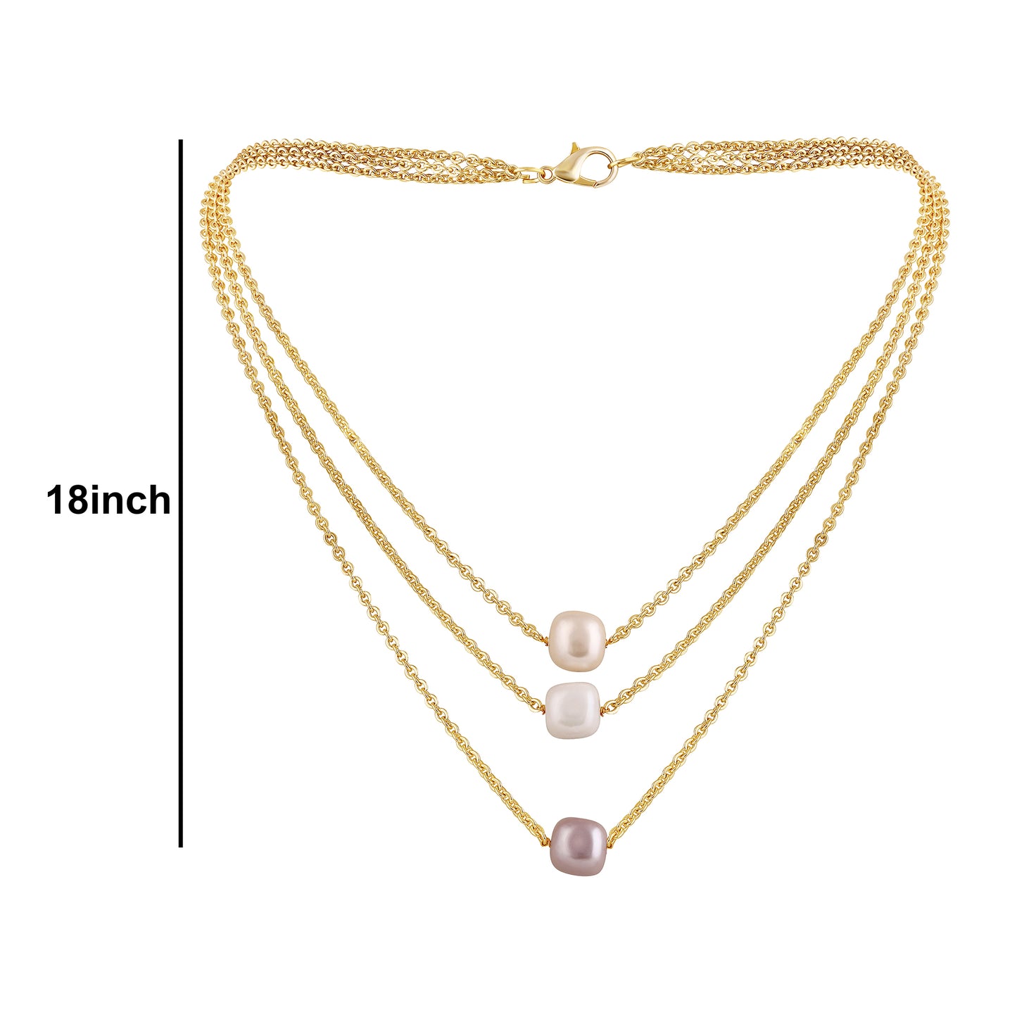 Bdiva 18k Gold Plated Semi Cultured Pearl Layered Necklace.