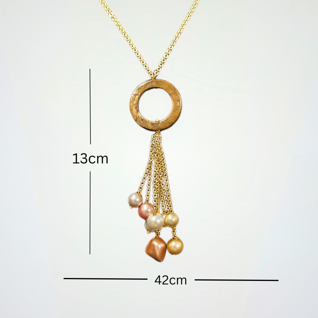 Bdiva 18k Gold Plated Semi Cultured Pearl Long Necklace.