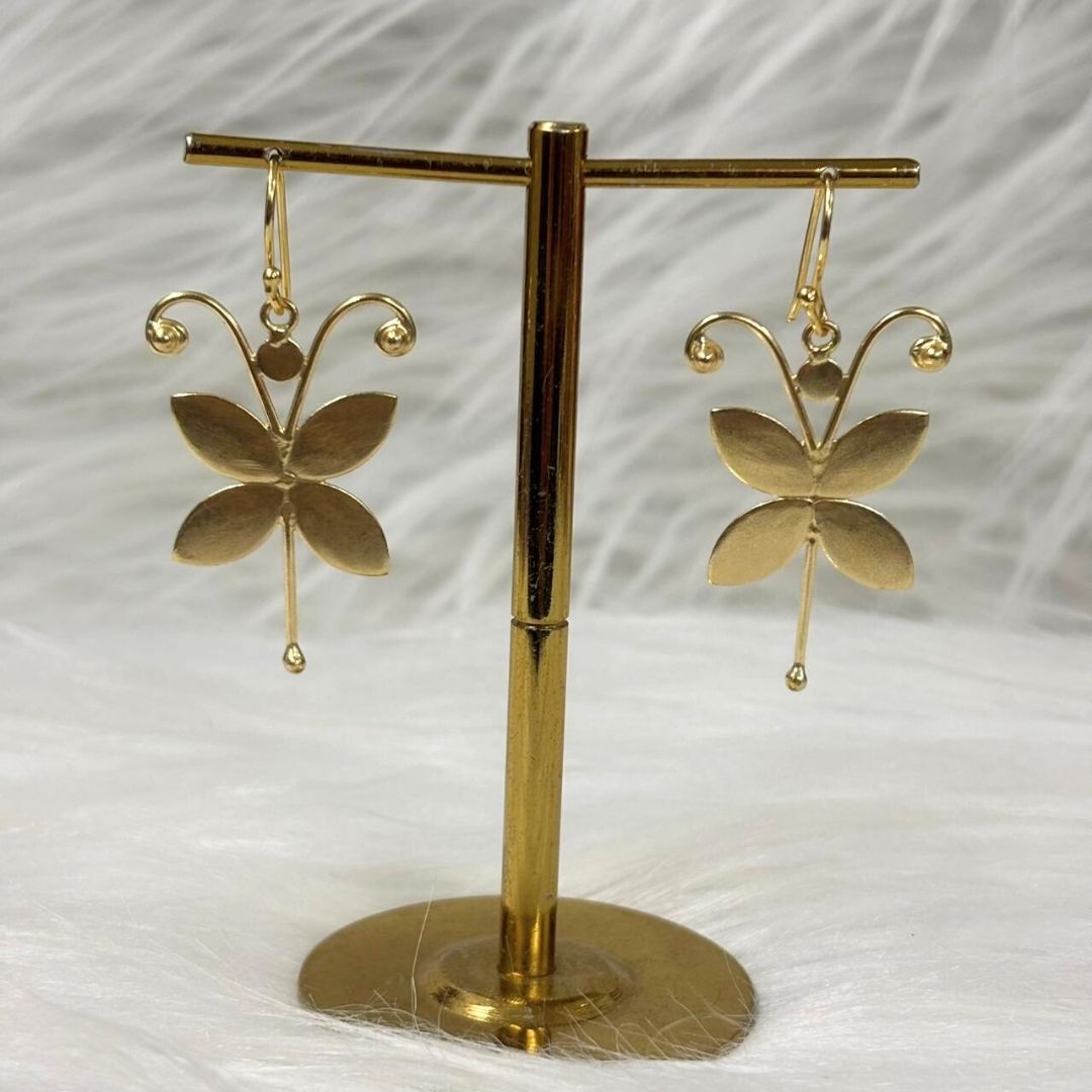 Gold-Plated Butterfly Hook Earrings