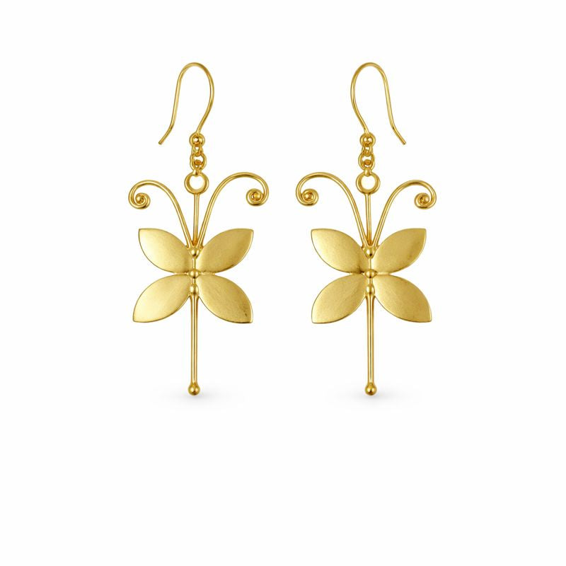 Gold-Plated Butterfly Hook Earrings