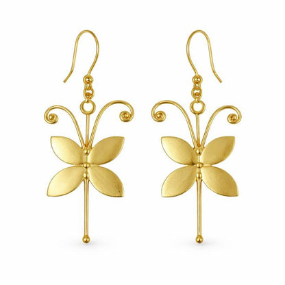 Gold-Plated Butterfly Hook Earrings