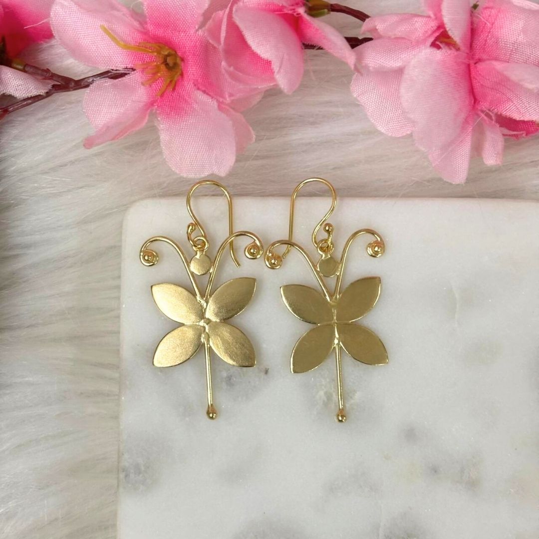 Gold-Plated Butterfly Hook Earrings