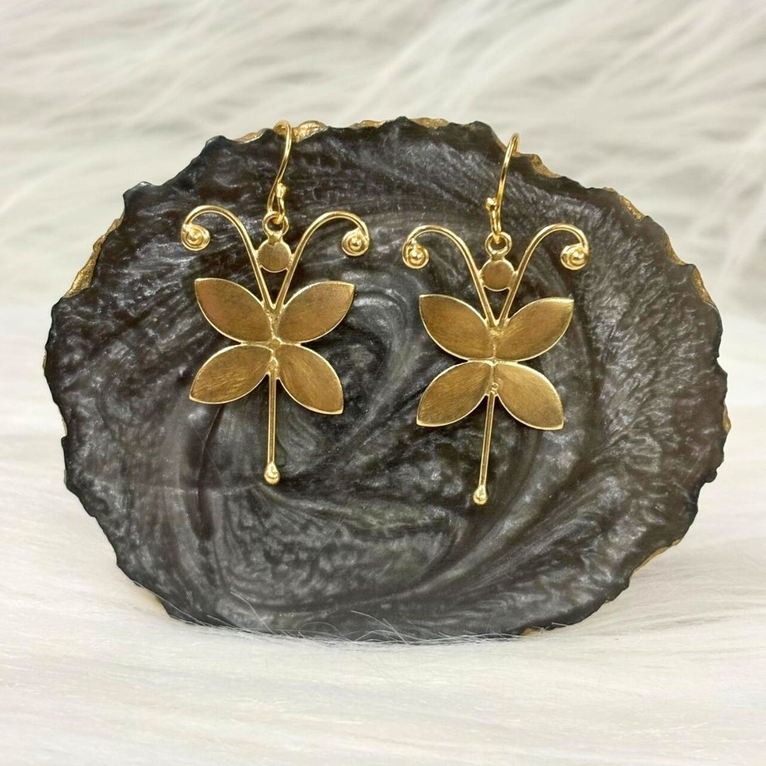 Gold-Plated Butterfly Hook Earrings