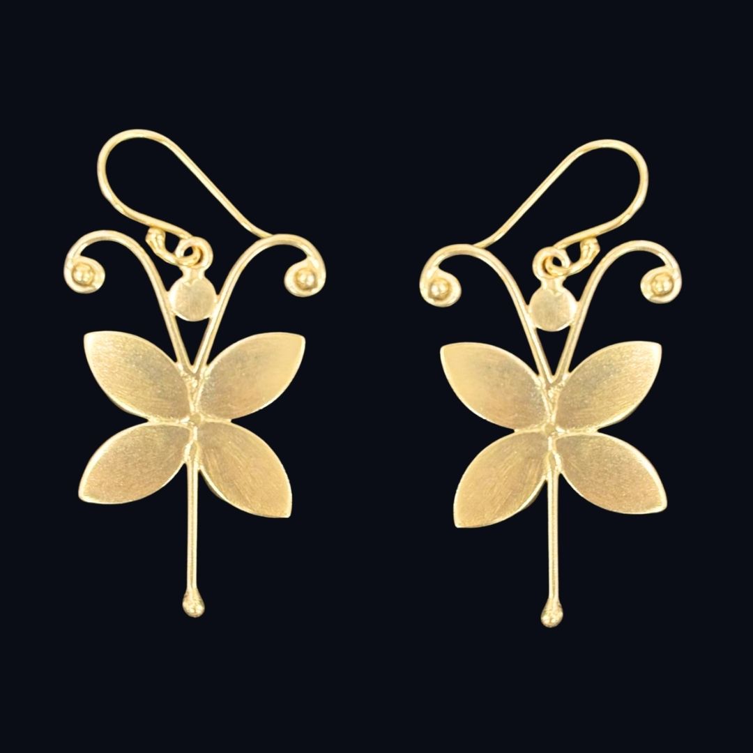 Gold-Plated Butterfly Hook Earrings