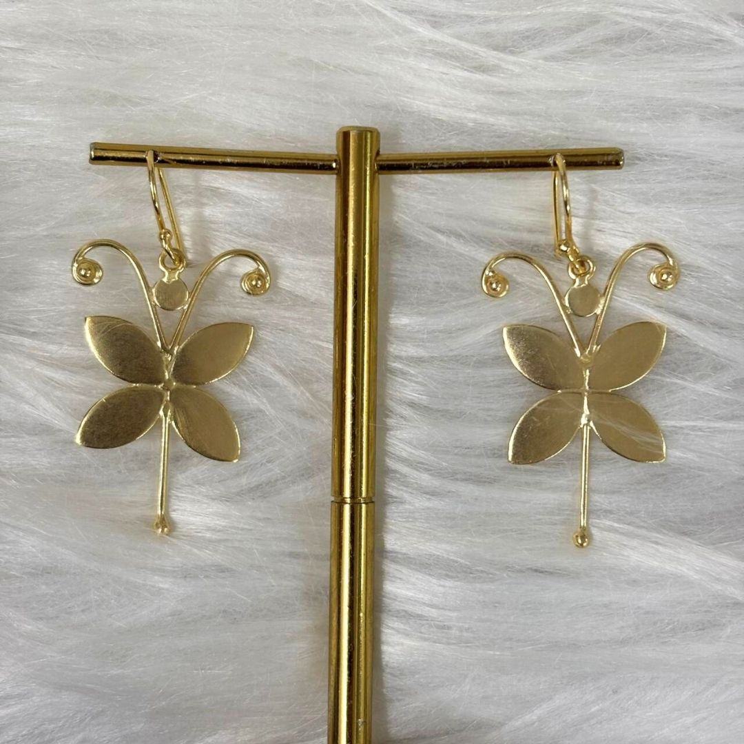 Gold-Plated Butterfly Hook Earrings