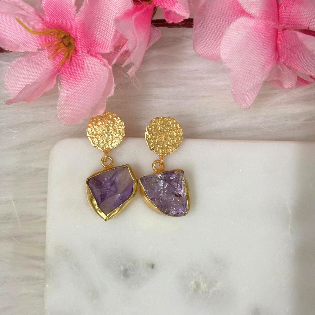 Gold Plated Semi-Precious Stone Earrings