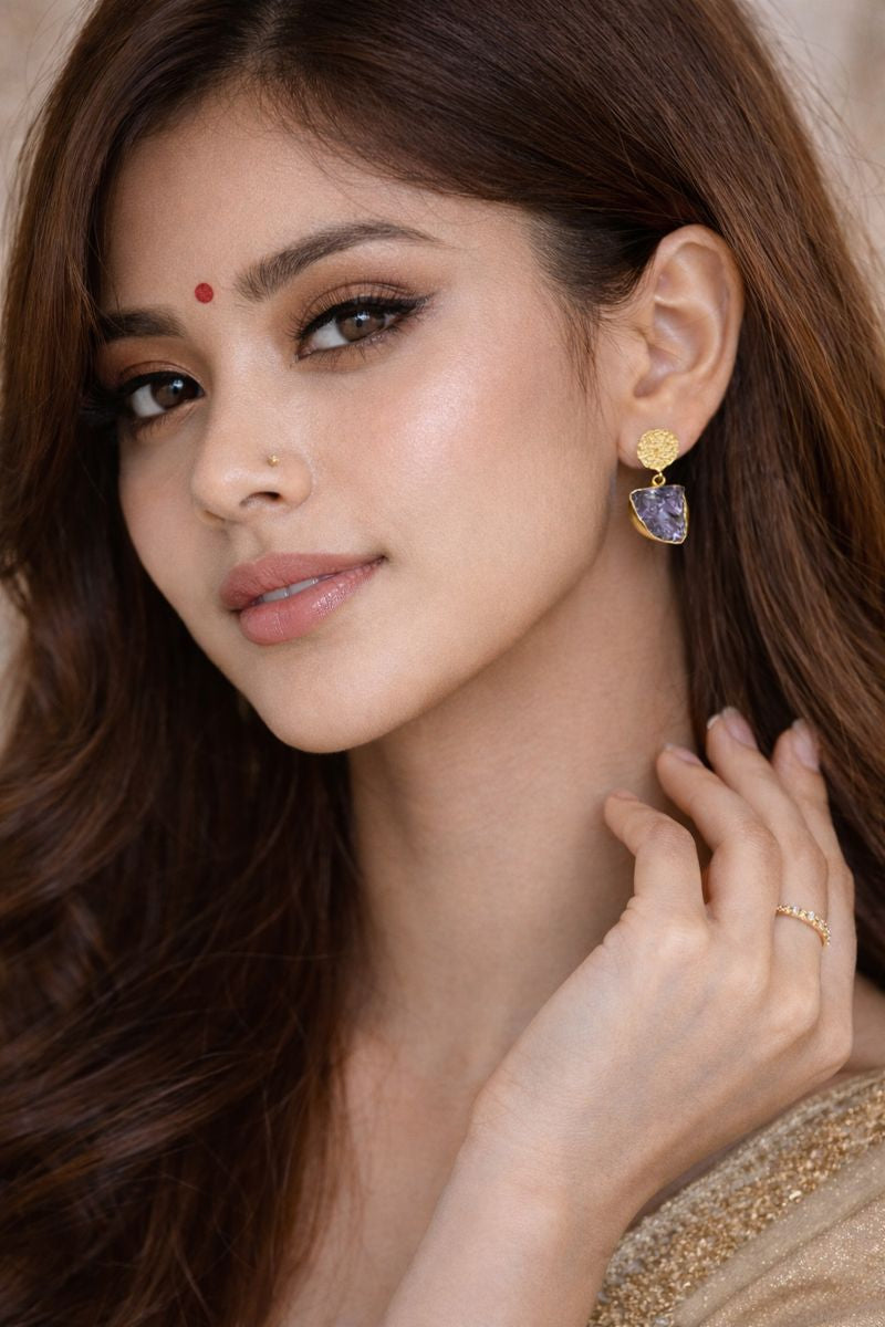 Gold Plated Semi-Precious Stone Earrings