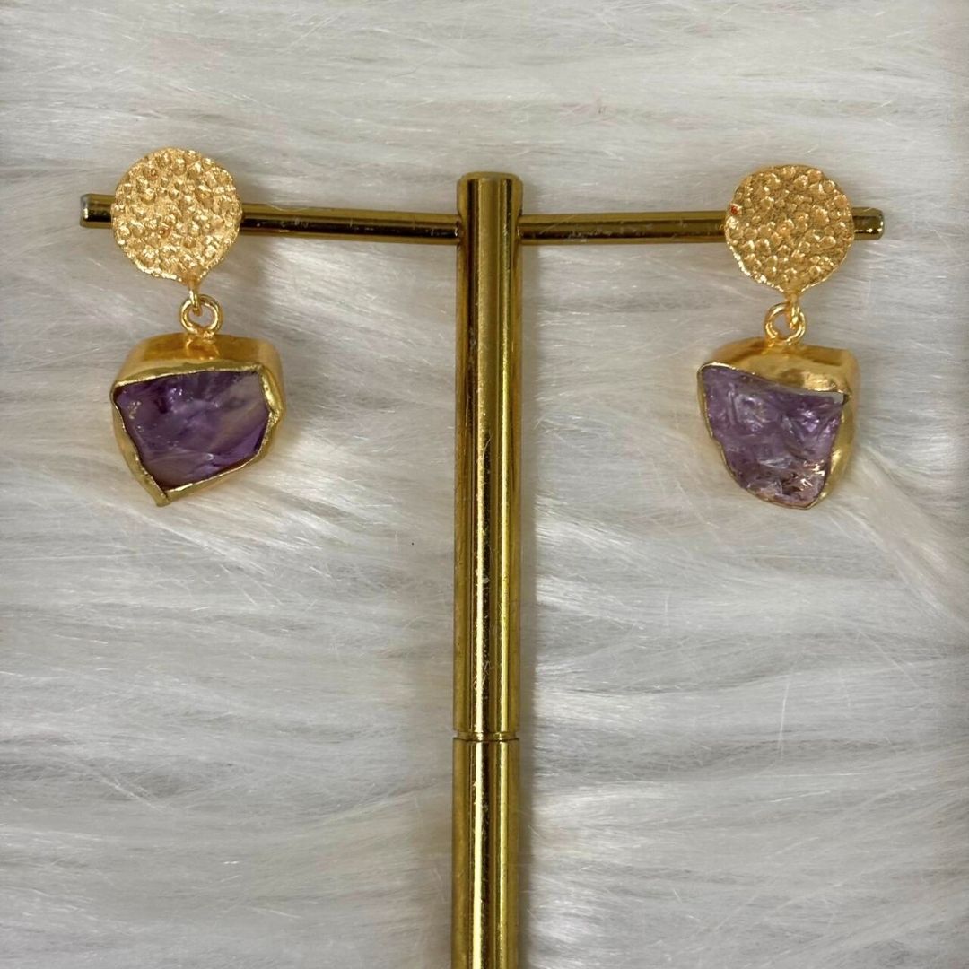 Gold Plated Semi-Precious Stone Earrings