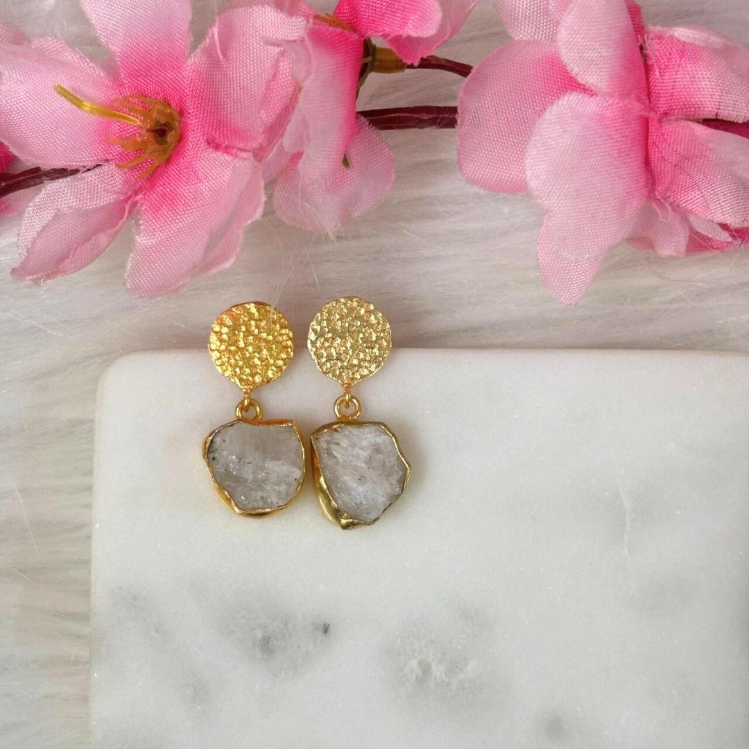 Gold Plated Semi-Precious Stone Earrings