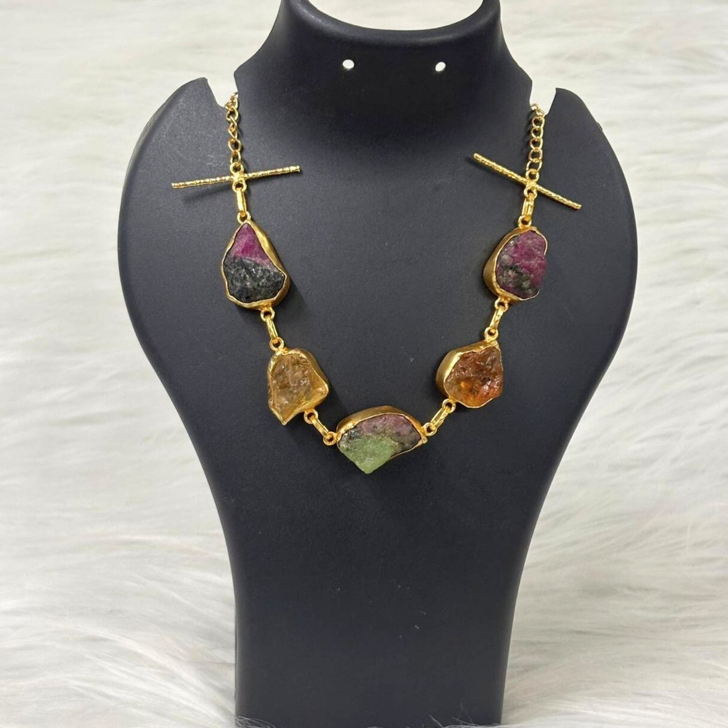 Gold Plated Semi Precious Stones Choker