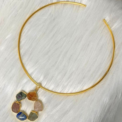 Circle Gold-Plated Multi-Stone Necklace