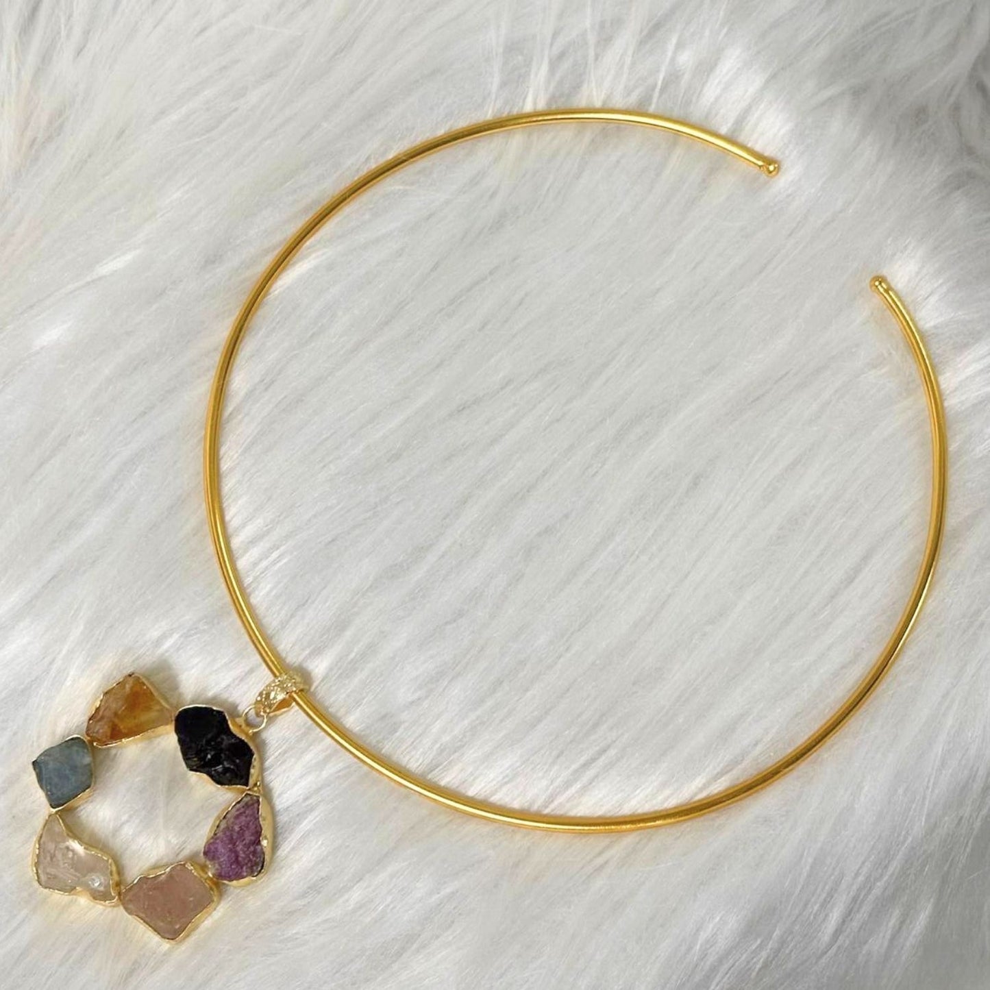 Circle Gold-Plated Multi-Stone Necklace