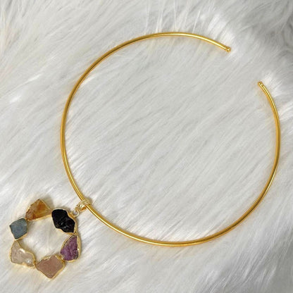 Circle Gold-Plated Multi-Stone Necklace