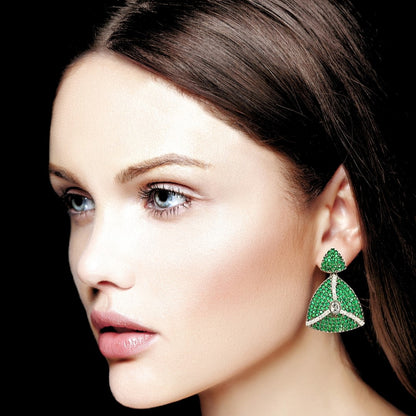 Bdiva Rhodium Plated Cubic Zirconia Pave Set Earring