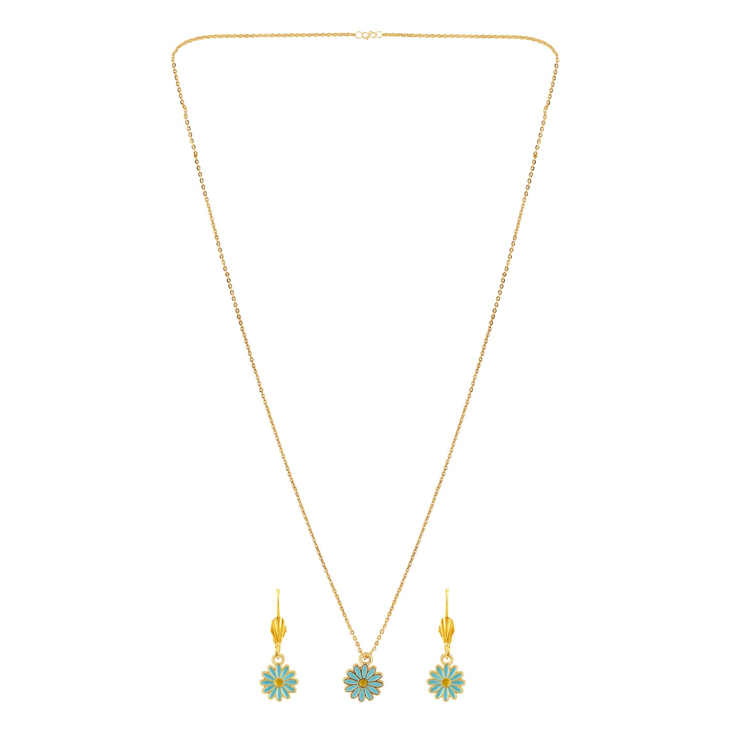 Bdiva Handcrafted 18k Gold-Plated Enamel Flower Pendant Set