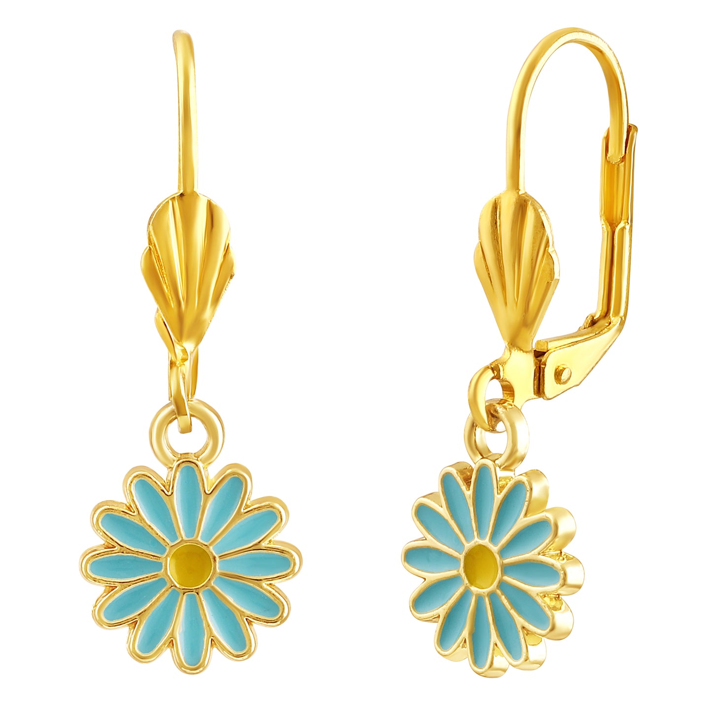 Bdiva Handcrafted 18k Gold-Plated Enamel Flower Pendant Set