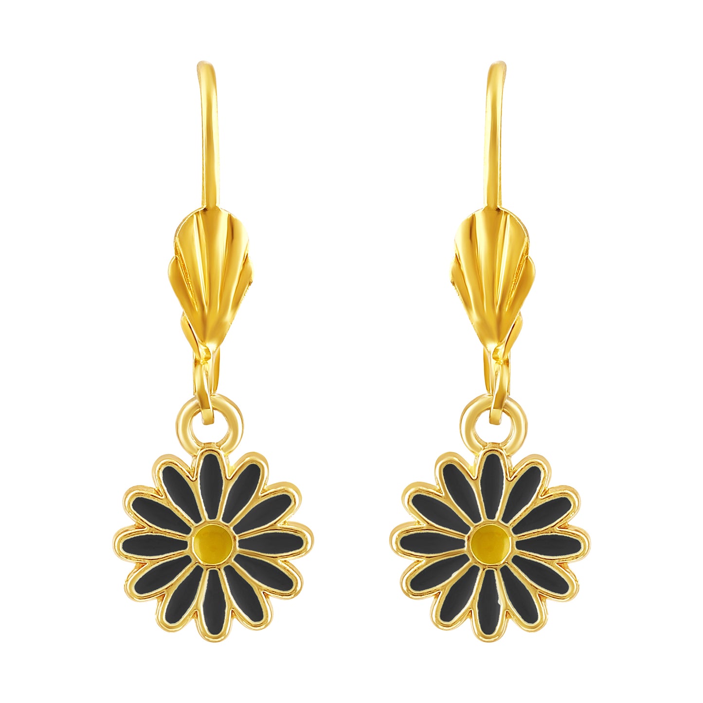 Bdiva Handcrafted 18k Gold-Plated Enamel Flower Pendant Set