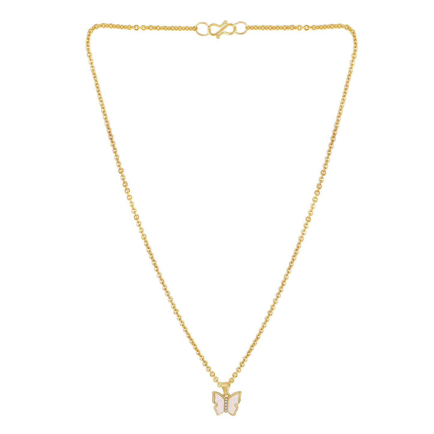 Bdiva 18k Gold-Plated Butterfly Pendant Chain with Cubic Zirconia