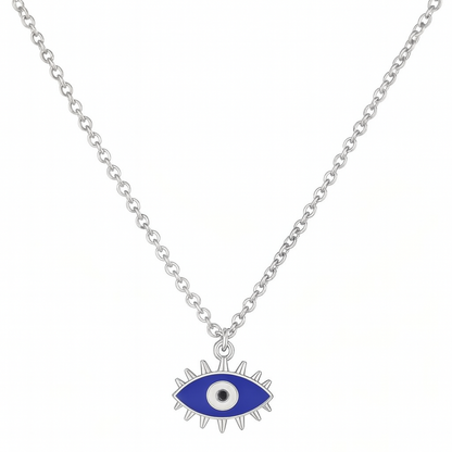 Rhodium-Plated Evil Eye Pendant Set