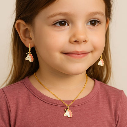 Gold-Plated Unicorn Pendant Set