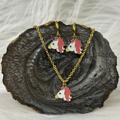 Gold-Plated Unicorn Pendant Set