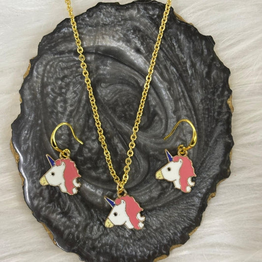 Gold-Plated Unicorn Pendant Set