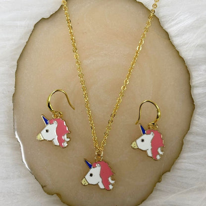Gold-Plated Unicorn Pendant Set