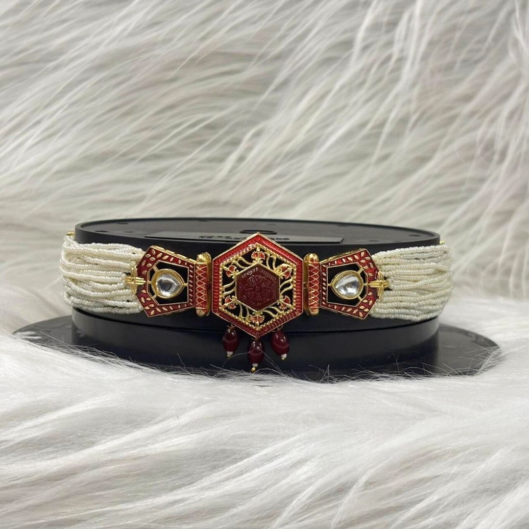 Gold Plated Kundan & Pearl Choker Set