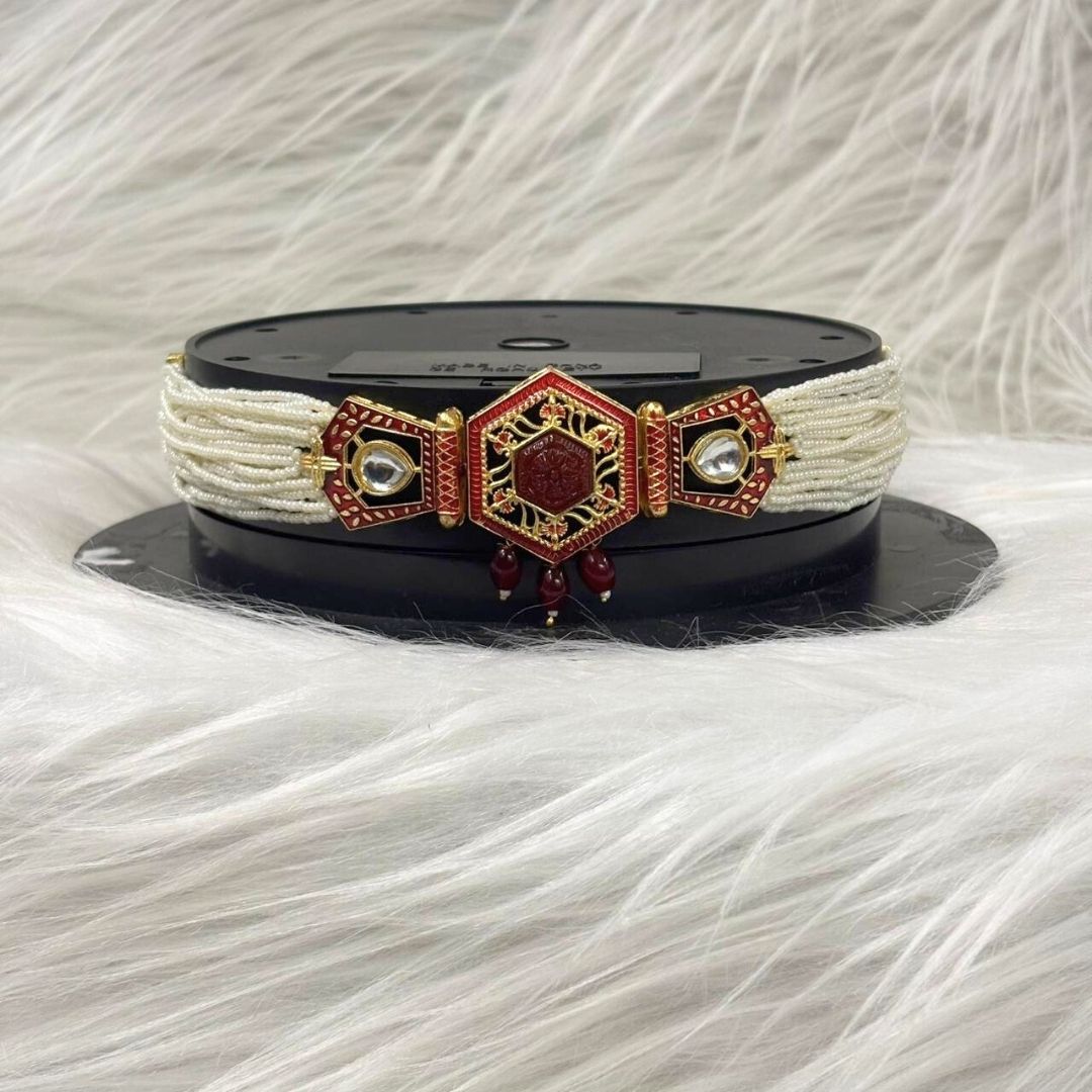 Gold Plated Kundan & Pearl Choker Set