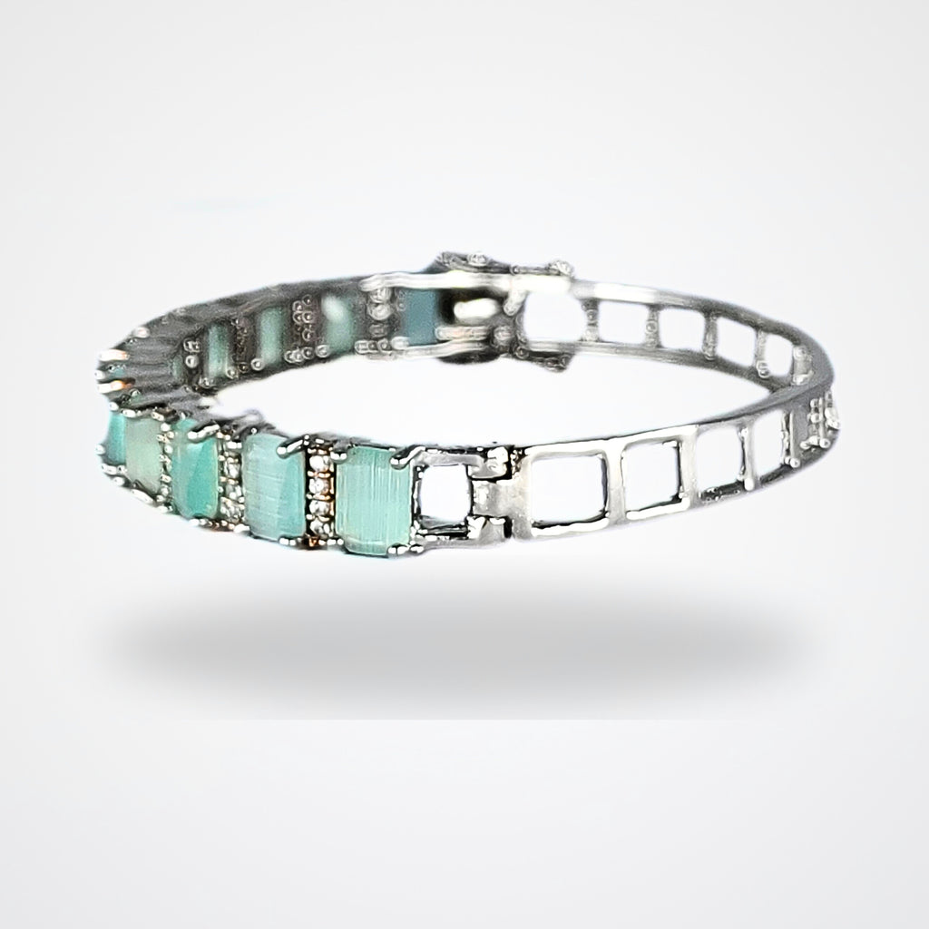 Rhodium Plated Turquoise Tennis Bracelet