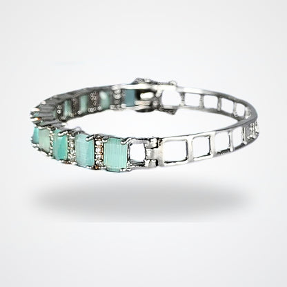 Rhodium Plated Turquoise Tennis Bracelet