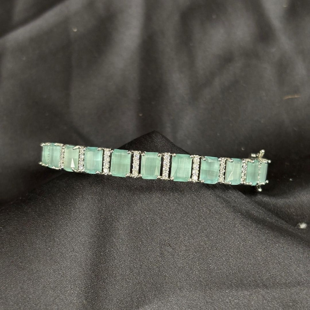 Rhodium Plated Turquoise Tennis Bracelet