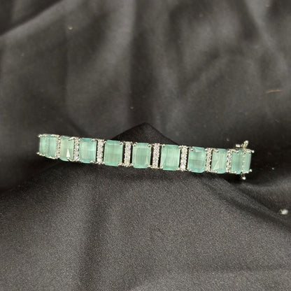 Rhodium Plated Turquoise Tennis Bracelet