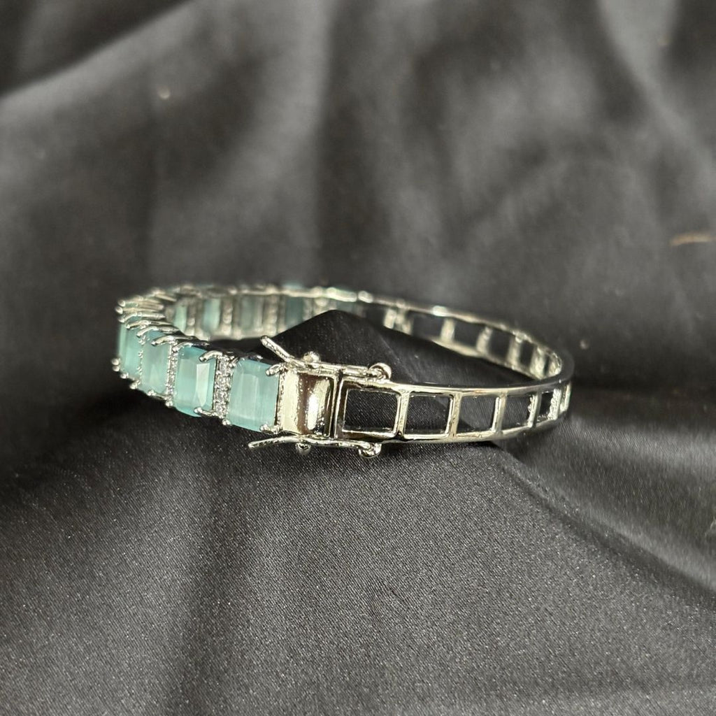 Rhodium Plated Turquoise Tennis Bracelet