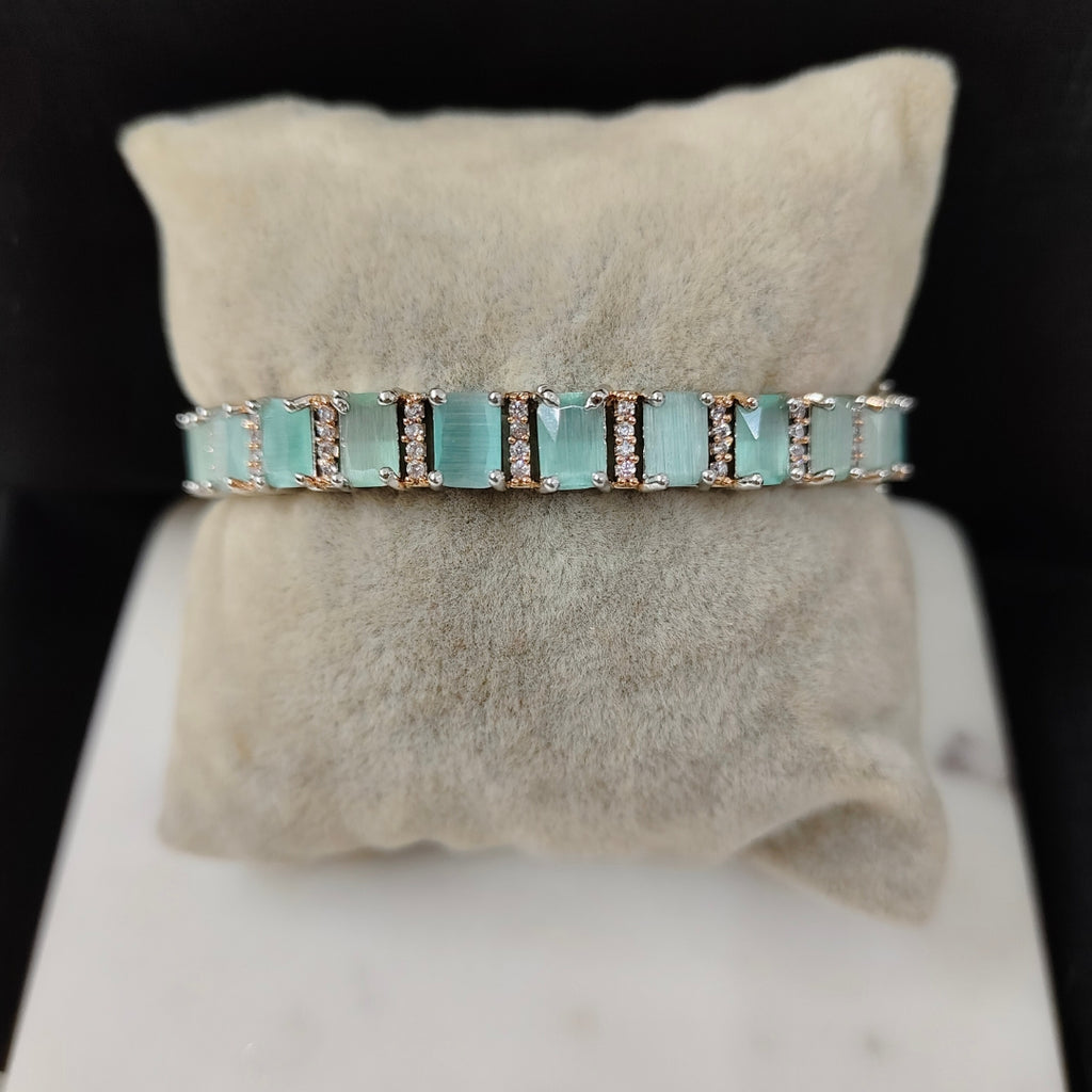 Rhodium Plated Turquoise Tennis Bracelet