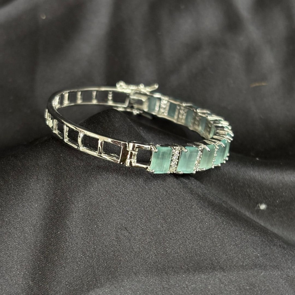 Rhodium Plated Turquoise Tennis Bracelet