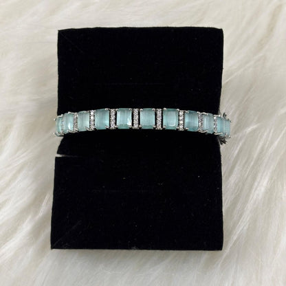 Rhodium Plated Turquoise Tennis Bracelet