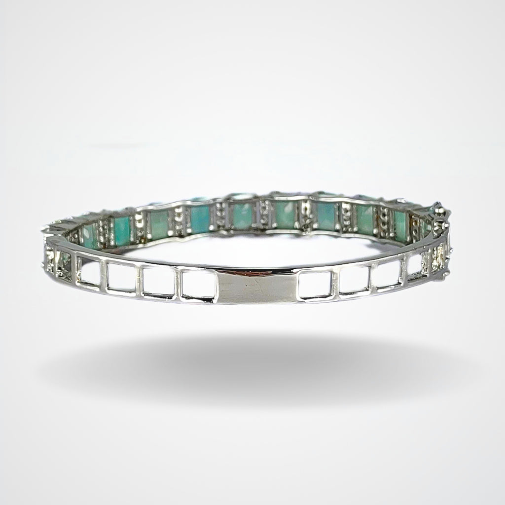 Rhodium Plated Turquoise Tennis Bracelet