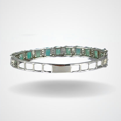 Rhodium Plated Turquoise Tennis Bracelet